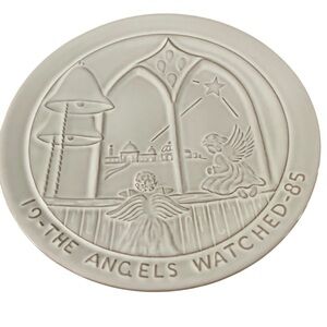 Frankoma The Angels Watched 1985 Wall Hanging Decorative Plate Christmas Bells